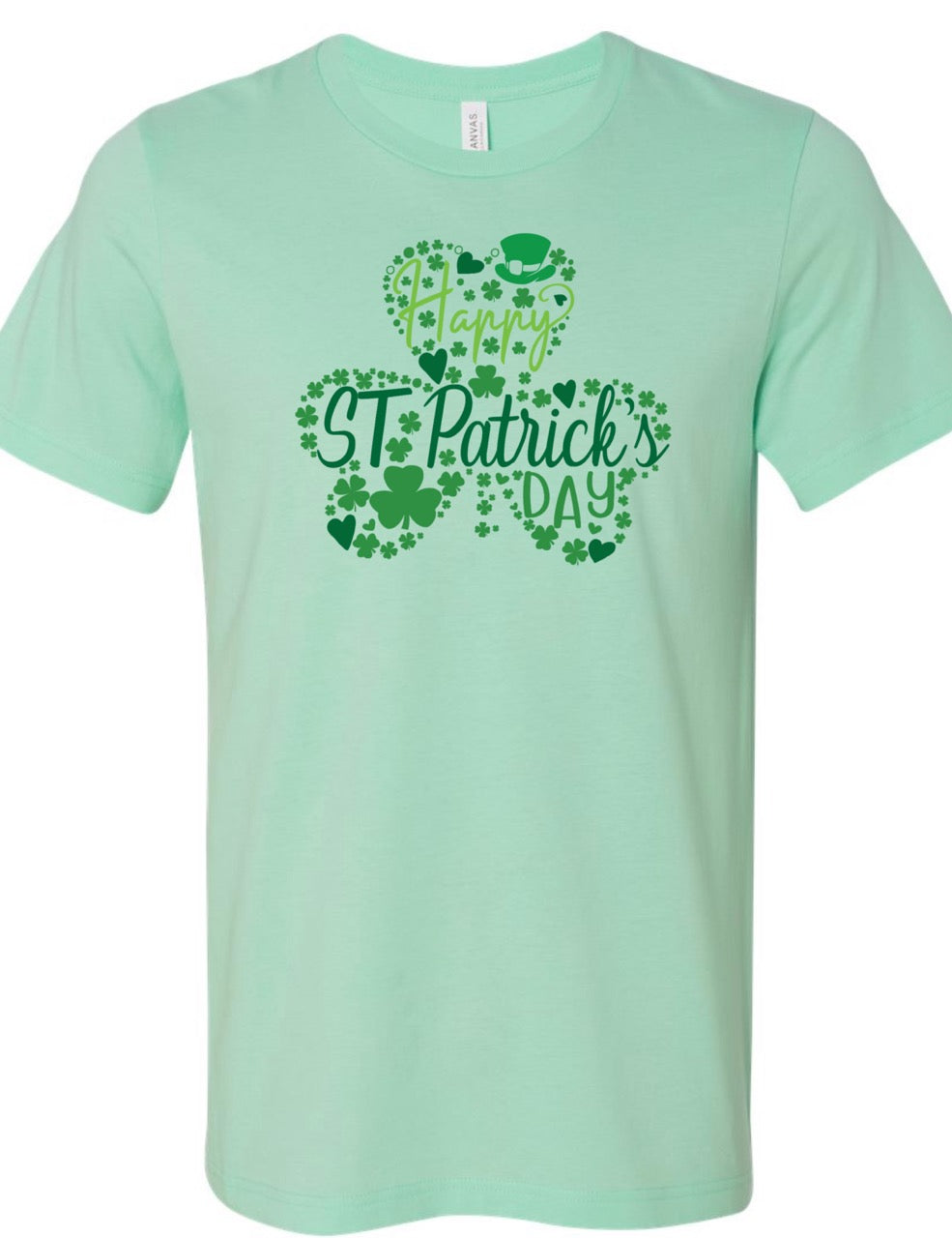 St. Patrick's Day Clover on Mint Tee