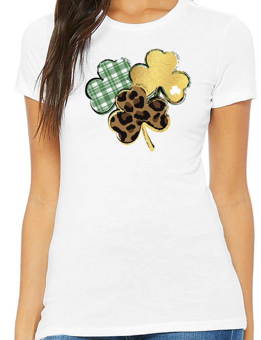 Clovers on White Tee