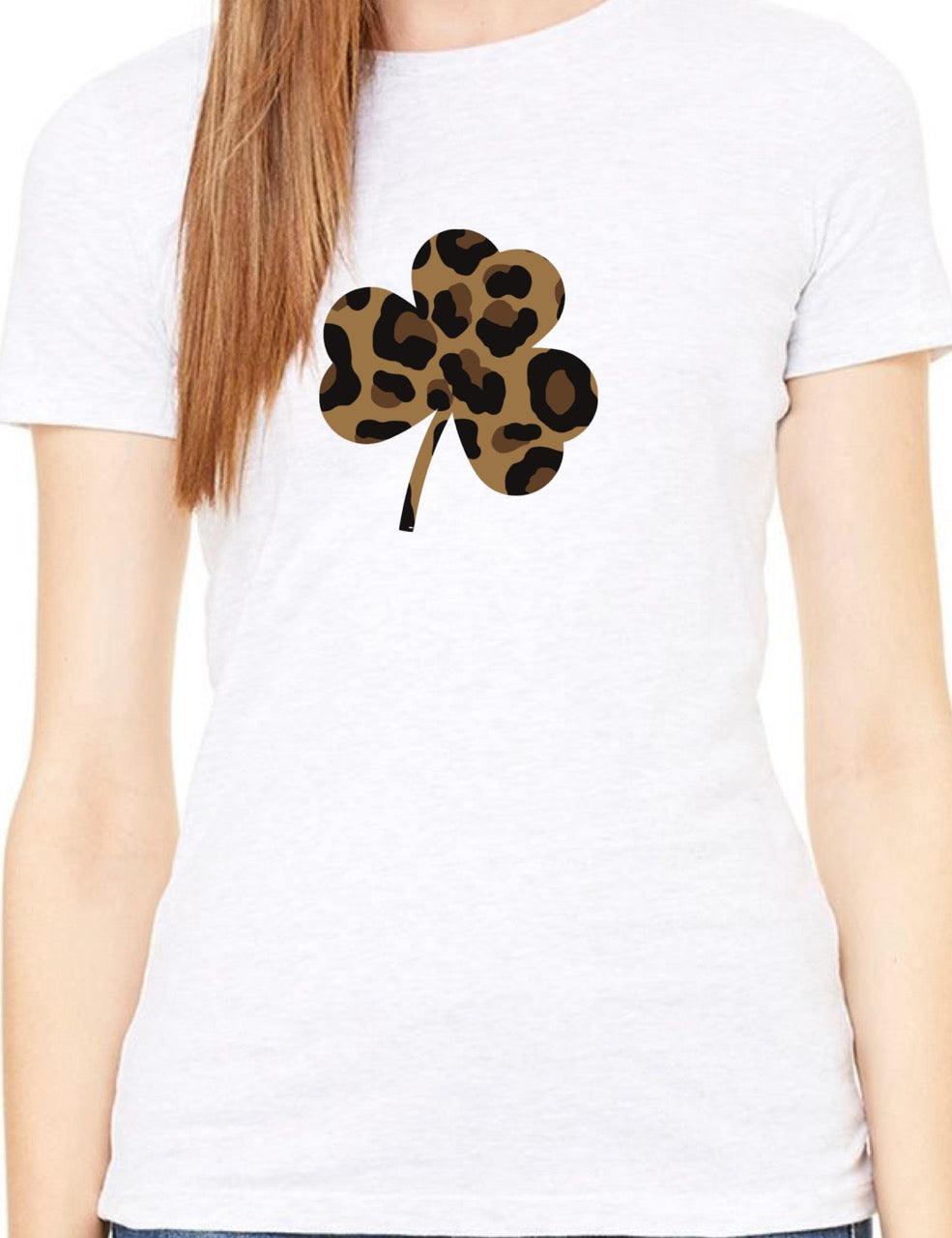 Cheetah Clover on White Tee