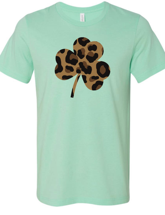 Cheetah Clover on Mint Tee