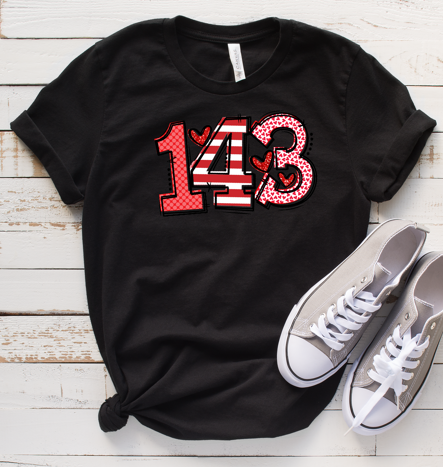 143 on Black Tee