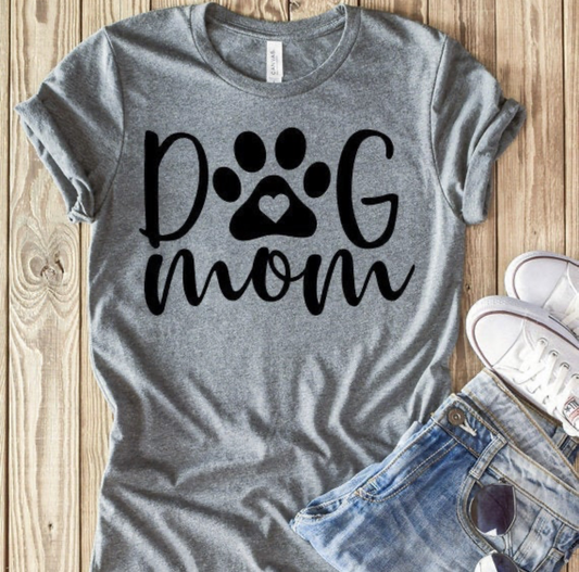 Dog Mom On Gray Graphic Tee