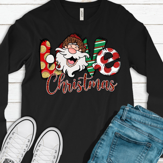 LOVE Christmas on Black Long Sleeve Tee