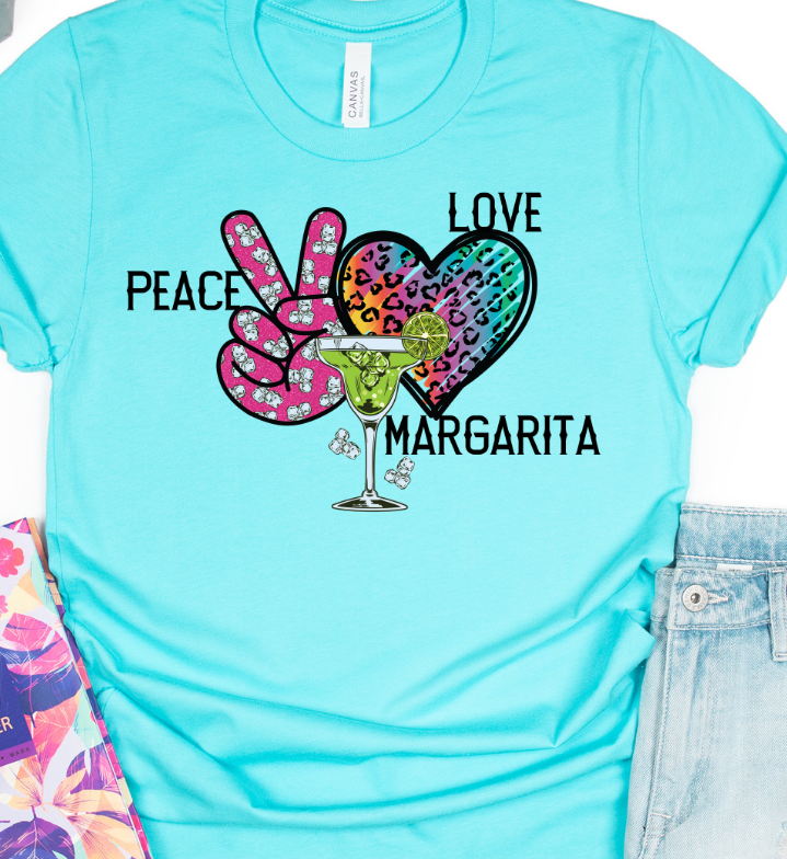 Peace Love Margarita on Turquoise Tee