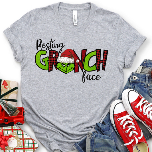 Resting Grinch Face Gray Tee
