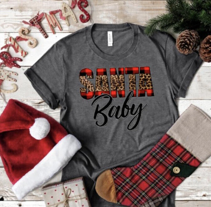 Santa Baby on Gray Tee