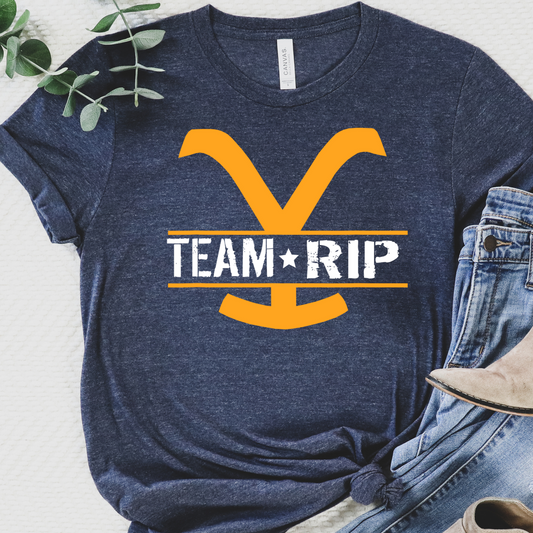 Team RIP on Heather Navy Tee