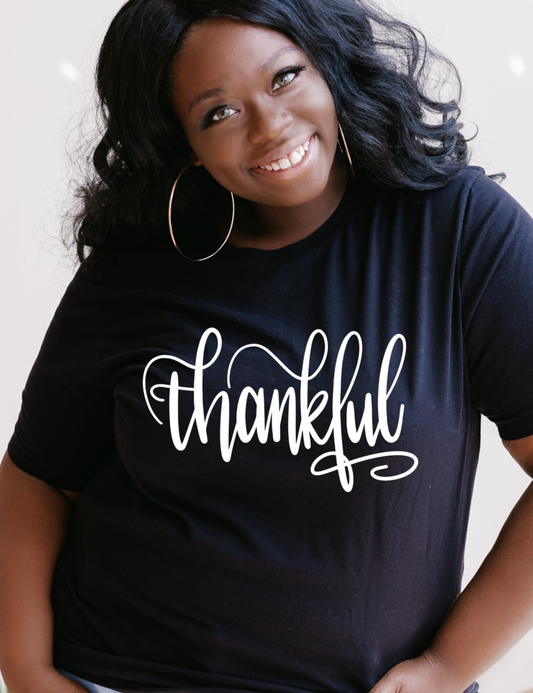 Thankful on Black Tee