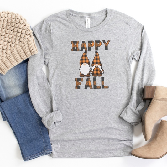 Happy Fall on Light Gray Long Sleeve Tee