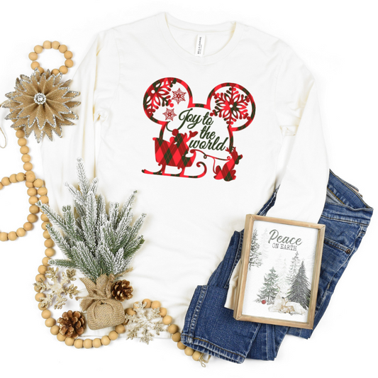 Joy to the World on White Long Sleeve Tee