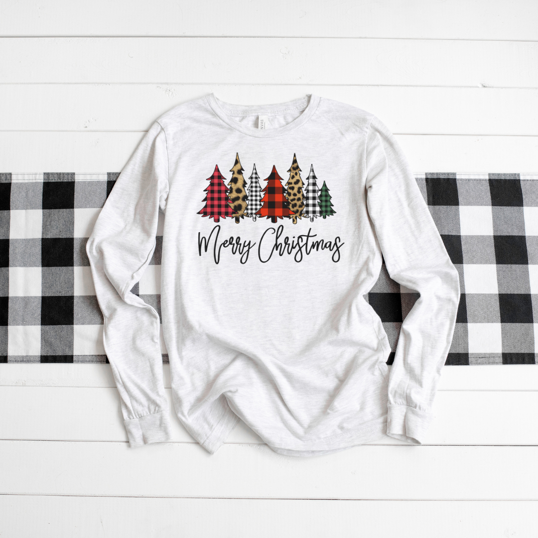 Merry Christmas on White Long Sleeve Tee