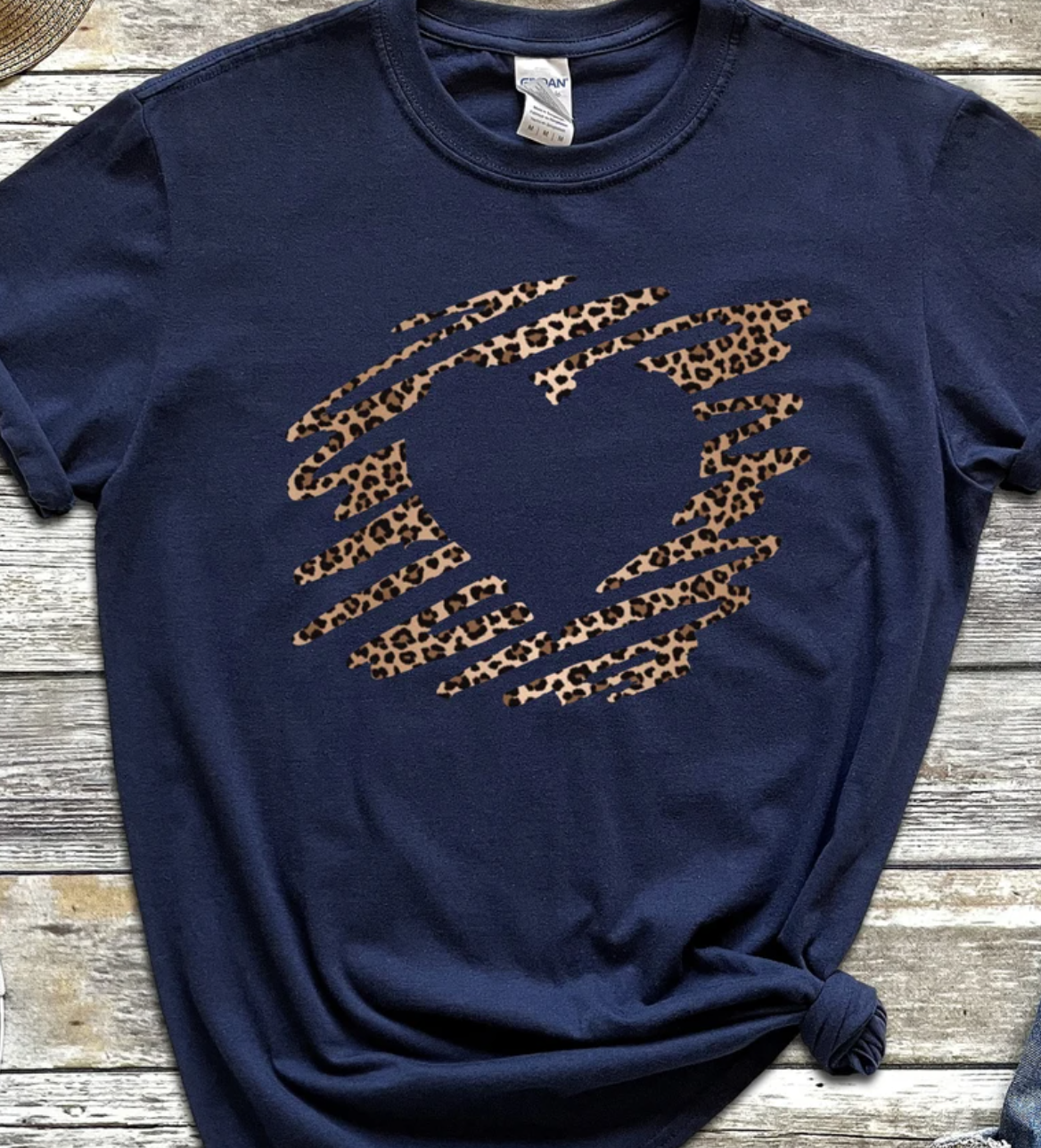 Leopard Heart on Navy