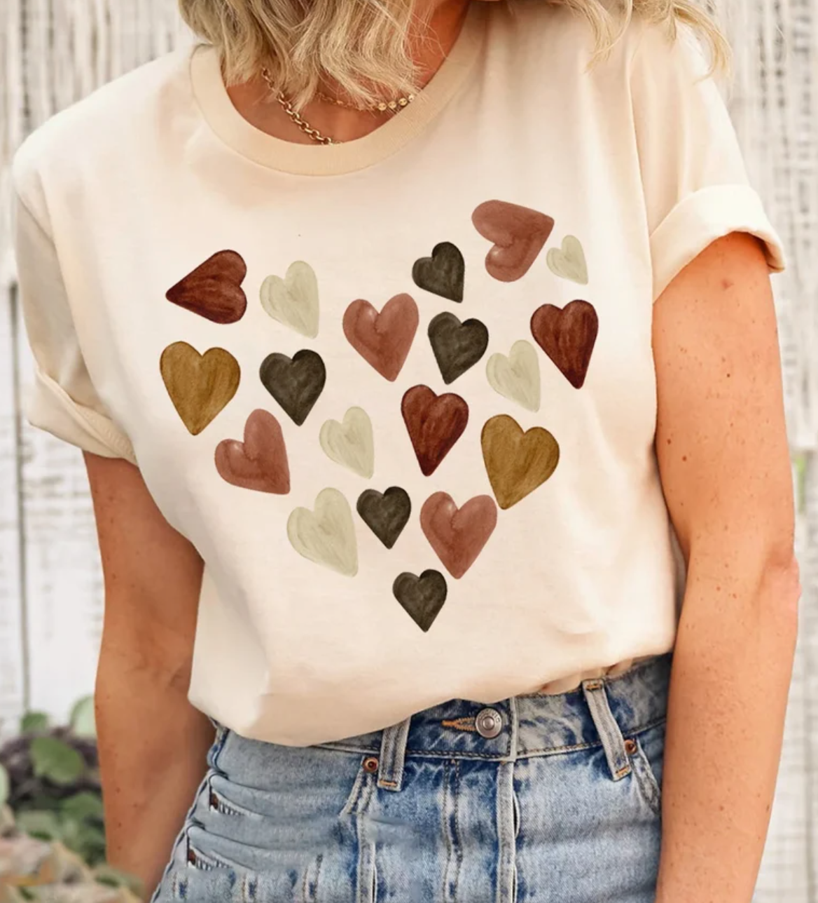 Multi Hearts on Tan